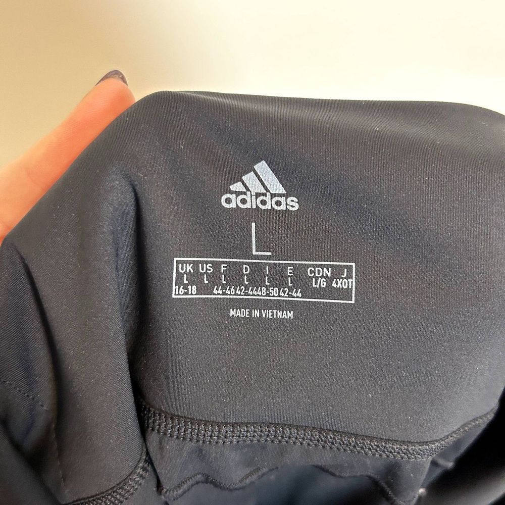Adidas Womens Athletic Leggings Size Large Black Solid Casual Lounge Stretchy - Picture 4 of 14